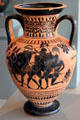 Greek terracotta black figure Amphora with fighting soldiers from Athens at Art Institute of Chicago. Chicago, IL.