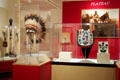 Indian gallery with headdress & beaded items at Eiteljorg Museum. Indianapolis, IN.