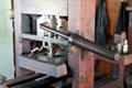 Handle to apply pressure on Aramage printing press in Elihu Stout Print Shop. Vincennes, IN.