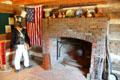 Fireplace in log cabin visitor center. Vincennes, IN.