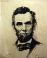 Engraving of Abraham Lincoln by Josef Pierre Nuyttens at Eisenhower Museum. Abilene, KS.