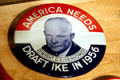 America need Eisenhower 1956 presidential campaign pin at Eisenhower Museum. Abilene, KS.