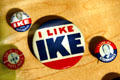 I like Ike presidential campaign pin at Eisenhower Museum. Abilene, KS.