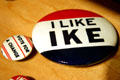 I like Ike presidential campaign pin at Eisenhower Museum. Abilene, KS.