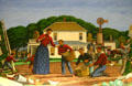 Mural of Eisenhower family working garden at Eisenhower Museum. Abilene, KS.