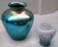 Steuben glass Blue Aurene vase & vase at Wichita Art Museum. Wichita, KS.