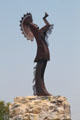 Keeper of the Plains steel sculpture by Blackbear Bosin at confluence of Arkansas & Little Arkansas Rivers. Wichita, KS.