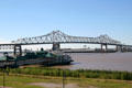 Interstate Highway 10 bridge over Mississippi River & Belle of Baton Rouge Riverboat Casino. Baton Rouge, LA.