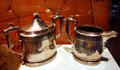 Silver sugar bowl & creamer from Steamboat Imperial at Louisiana State Museum. Baton Rouge, LA.