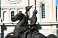 Detail of equestrian statue of General Andrew Jackson in Jackson Square. New Orleans, LA.