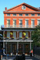 Detail of corner balconies on Lower Pontalba Building in Jackson Square. New Orleans, LA.