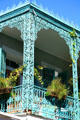 Cast iron grape-motif railings on gallery of. New Orleans, LA.