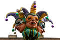 Mardi Gras masked figurehead symbol at 730 Saint Charles St. New Orleans, LA.