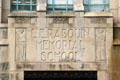 Carved decorative name on L.E. Rabouin Memorial School. New Orleans, LA.