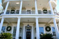 Front portico of Robinson House in Garden District. New Orleans, LA.