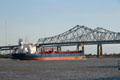 Tintomara tanker against Crescent City Connection Bridge. New Orleans, LA.