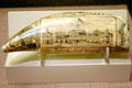 Scrimshaw etched with Independence Hall in JFK Library. Boston, MA.