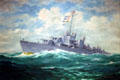 Painting of USS Joseph P. Kennedy, Jr, a destroyer named in honor of Kennedy's older brother killed in WW II in JFK Library. Boston, MA.