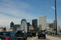 Boston skyline from southern freeway approach. Boston, MA.