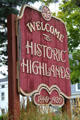 Historic Highlands District of Fall River sign. Fall River, MA.
