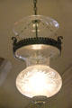 Hall lamp with smoke bell & engraved glass Rotch-Jones-Duff House. New Bedford, MA.
