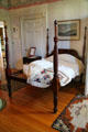 Bed with turned posts & acorn finials in North room bedroom at Rotch-Jones-Duff House. New Bedford, MA.