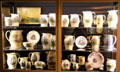 Collection of British creamware pottery decorated with ships & other themes at New Bedford Whaling Museum. New Bedford, MA.