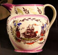 Lusterware pottery jug with motto Success to Shipping Trade at New Bedford Whaling Museum. New Bedford, MA.