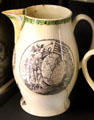 Creamware pottery jug with United States map at New Bedford Whaling Museum. New Bedford, MA.