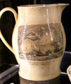 Creamware pottery jug showing Arm. Nelson's Victory near mouth of the Nile at New Bedford Whaling Museum. New Bedford, MA.