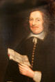 Portrait of Edward Winslow Mayflower colonist & later colonial governor at Pilgrim Hall Museum. Plymouth, MA.
