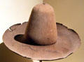 Beaver hat of Mayflower colonist Constance Hopkins Snow at Pilgrim Hall Museum. Plymouth, MA.