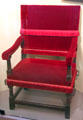 Edward Winslow family upholstered chair from England at Pilgrim Hall Museum. Plymouth, MA.