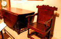 Gate leg table & Wainscot joined chair attrib. to Kenelm Winslow both made in MA at Pilgrim Hall Museum. Plymouth, MA.