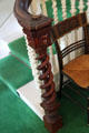 Corkscrew newel post of banister in Mayflower Society House. Plymouth, MA.
