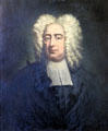 Portrait of Cotton Mather clergyman known for role in Salem Witch Trials at Mayflower Society House. Plymouth, MA.