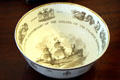 Royal Worcester bowl marking 350th anniversary of sailing of Mayflower at Mayflower Society House. Plymouth, MA.