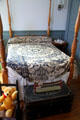 Four-poster bed with quilt at Mayflower Society House. Plymouth, MA.