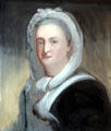 Portrait of Martha Washington on glass at Mayflower Society House. Plymouth, MA.