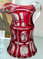 Cut overlay glass pitcher by Boston & Sandwich Glass Co. at Sandwich Glass Museum. Sandwich, MA.