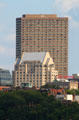 Westin Hotel at Copley Place over Trinity Place in Back Bay. Boston, MA.