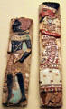 Ancient Egyptian faience & glass palace inlays showing Nubian & Philistine slaves from Thebes at Museum of Fine Arts. Boston, MA.