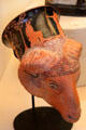 Ancient Greek red-figured ram's head rhyton at Museum of Fine Arts. Boston, MA.