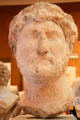 Roman marble portrait head of Emperor Hadrian from Greek island of Paros at Museum of Fine Arts. Boston, MA.