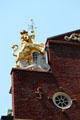 Crowned lion carving atop Old State House. Boston, MA.
