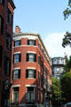 Spruce Street streetscape from Beacon St. in Beacon Hill. Boston, MA.