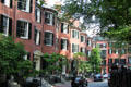 Row Houses on west side of Louisburg Square in Beacon Hill. Boston, MA.