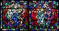 Stained glass window of saints at Trinity Church. Boston, MA.