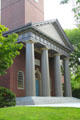 Neoclassical portico of Harvard Memorial Church. Cambridge, MA.