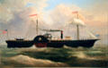 SS Tennessee painting attrib. to Clement Drew of ship used by both sides in Civil War at Peabody Essex Museum. Salem, MA.